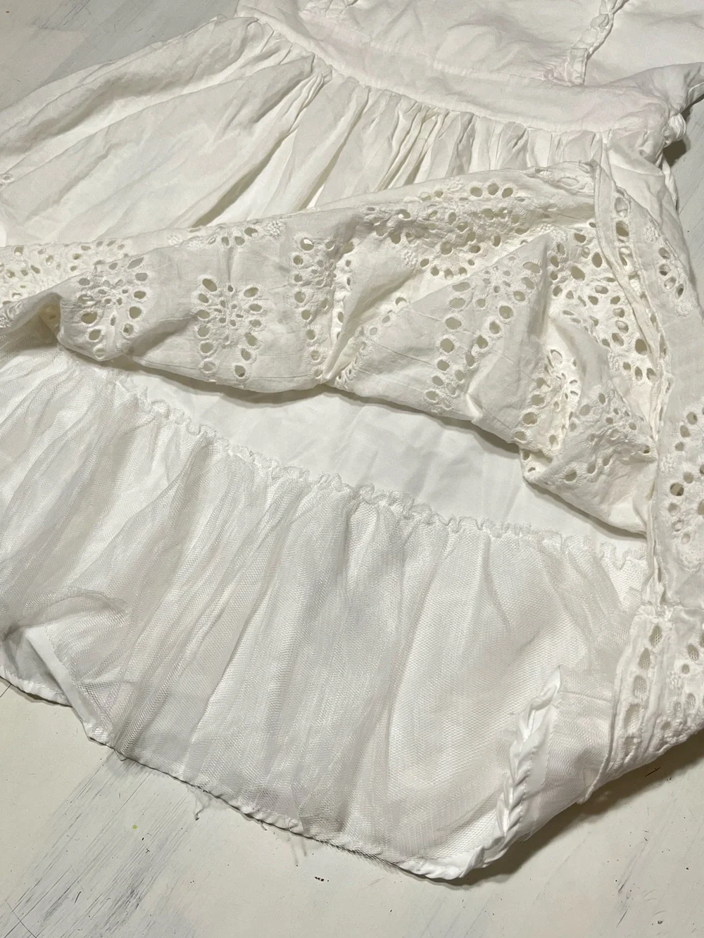 Disney Girls Beauty and the Beast Collection White Cotton Eyelet Dress Sz 14/16